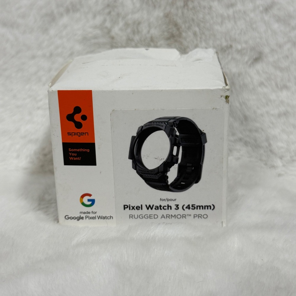 Spigen Rugged Armor Pro for Google Pixel Watch 3 45mm Case with Band Black